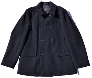 J. Crew Bayswater Peacoat Mens L Double Breasted Wool Stadium Cloth Thinsulate - Picture 1 of 17