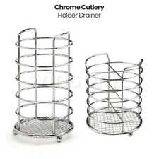 Chrome Cutlery Drainer Utensil Holder Kitchen Storage Stand Drawer Organiser