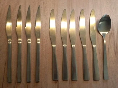 Konvolut Goldenes Besteck Excelsa Crofton Steak Messer Löffel 10 Teile  - Bild 1 von 4