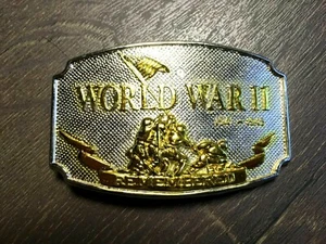 Vintage 70er Jahre 2. Weltkrieg Nickelsilber mit 24 K vergoldeter Gürtelschnalle (114) - Bild 1 von 2