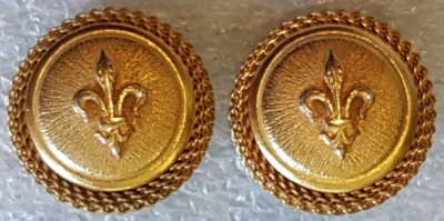 Vintage Fashion Ben-Umun Gold Tone Fleur De Lis Round Rope Edge Clip On Earrings - Image 1 of 4