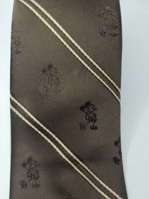Corbata vintage de Mickey Mouse de Cervantes marrón poliéster Walt Disney 55"L 3"W Foto 1 de 4