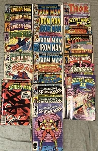 27 VINTAGE COMIC BOOK LOT Iron Man Amazing Spiderman Peter Parker Secret Wars - Picture 1 of 24