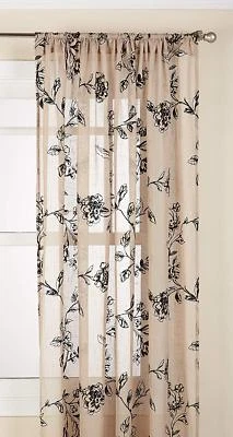 Panel de ventana a medida Fenwick O Swagger flocado flores semi transparentes florales  Foto 1 de 4