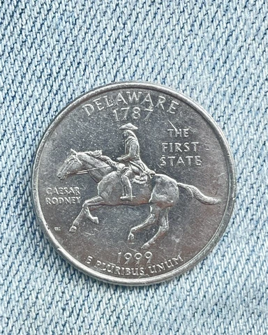 RARE 1787 1999 “D” Delaware *FIRST STATE QUARTER DOLLAR* Coin W/ Caesar Rodney Cover