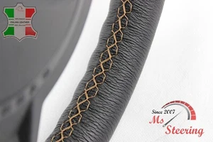 FUR GMC ENVOY 09-09 SCHWARZ LEDER-LENKRADABDECKUNG, BEIGE 2 STIT - Picture 1 of 12