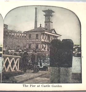 Pier at Castle Garden Battery Park New York City Ellis Island Stereoview Photo - Picture 1 of 4