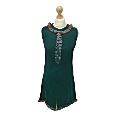 Vestido de terciopelo para mujer PETER BARRON talla pequeña 10-12 verde oscuro EU38 vintage Foto 1 de 4