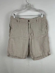 Schneider Vintage Shorts beige Größe 34 Herren 100 % Leinen Taschen 9" Innennaht - Bild 1 von 8