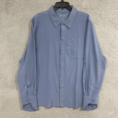 Camisa inteligente Coolibar manga larga para hombre Fiera talla XL azul UPF 50+ ventilada a presión Foto 1 de 4