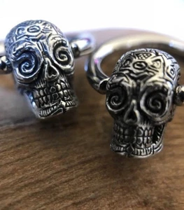 WHITE BRASS DAY OF THE DEAD SKULL CBR RINGS NIPPLE EAR GAUGES HOOPS EARRINGS LIP - Picture 1 of 4