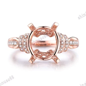 Solid 14k Rose Gold Semi Mount 11x9mm Oval Ring Real Diamonds Jewelry Engagement - Picture 1 of 6