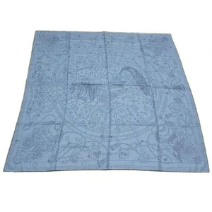 Hermes Shawl C'est la Fete 140 cm Cashmere silk scarf skull blue stole - Picture 1 of 8