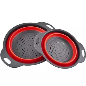 Collapsible Colander kitchen sink strainer Silicone Kitchen Strainer Set of 2 - Picture 1 of 10