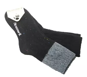 2 Pr Bearpaw Ladies Trouser Socks Black & Grey  Speckle / Solid Black - Picture 1 of 1