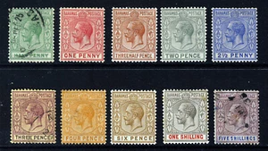 BAHAMAS KG V 1921-37 A Wmk Multiple Script CA Part Set SG 115 to 124 MINT & VFU - Picture 1 of 2
