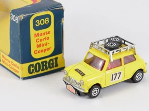 Corgi 308 Mounted Carlo Mini Cooper 1967 Yellow Whizzwheels - Picture 1 of 11