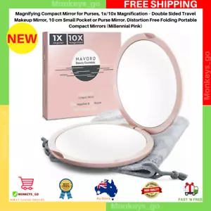 Magnifying Compact Mirror for Purses, 1X/10X Magnification – Double Sided Travel - Picture 1 of 10
