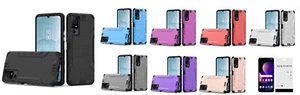 For TCL 40 XL T608M Slim Brushed Hybrid Case Cell Phone Cover + Tempered Glass - Picture 1 of 21