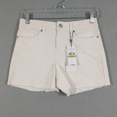 Pantalones Cortos Calvin Klein Para Mujer 14 Blancos Tiro Medio Niño Cortos Dobladillo Deshilachado Nuevos con Etiquetas Foto 1 de 4