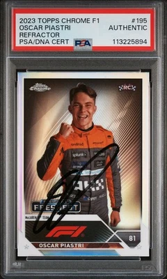 OSCAR PIASTRI SIGNED F1 TOPPS CHROME ROOKIE REFRACTOR CARD 2023 PSA AUTHENTIC - Image 1 of 2