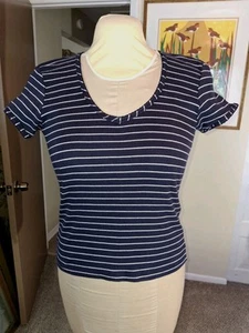 Steve And Barry's Striped Top Size Medium M Navy White Short Sleeve  - Picture 1 of 7