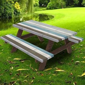 Patio Table and Bench Fitted Tablecloth Cover Rectangle Picnic Table Cover wi... - Picture 1 of 9