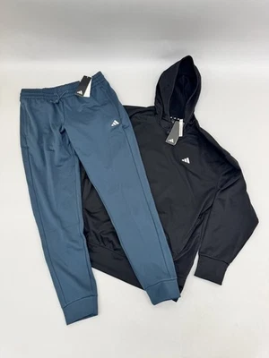 Set of 2 adidas Womens Fleece Hoodie Black and Performance Jogger Navy Sz M NWT - Image 1 of 4