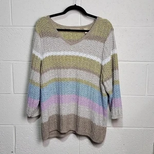 Kate Hill Pastel Crotched Sweater Size 2X - Picture 1 of 6