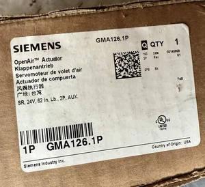 Siemens GMA126.1P 24v Open Air Actuator 62 in.-lb 2P- Aux Switch 24Vac  New - Picture 1 of 8
