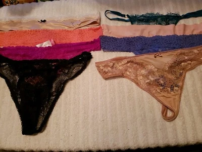 VICTORIA'S SECRET - LOTE DE COLECCIÓN CON EDICIONES NYLON ALGODÓN ENCAJE 8 TANGAS CORTE ALTO TALLA L Foto 1 de 4