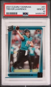 2021 Clearly Donruss Trevor Lawrence Rated Rookie 51 PSA 10 Jacksonville Jaguars - Picture 1 of 2