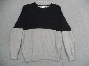 Travis Mathew Sweater Men Medium Black Gray Colorblock Crewneck Golf Pullover - Picture 1 of 11