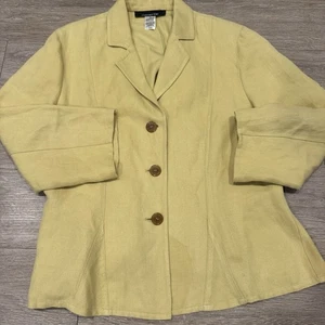 Jones New York Senf Blazer Damen Seide Leinen Größe 16 " - Bild 1 von 6