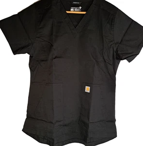 Carhartt Men's Scrub Top Shirt Black V Neck Rugged Flex Medical Size M New - Picture 1 of 7