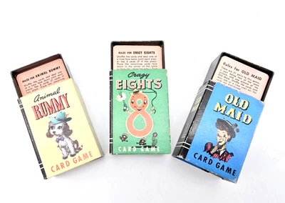 Juego de 3 Mini Juegos de Cartas Peter Pan Old Maid Crazy Eights Animal Rummy De Colección Foto 1 de 4