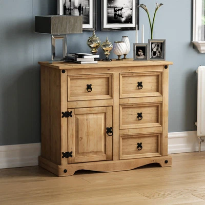 Corona Small Sideboard 1 Door 4 Drawer Solid Pine Furniture By Home Discount