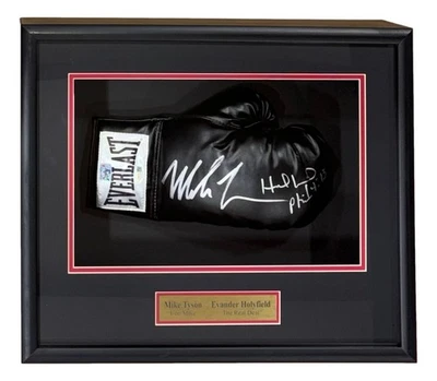Mike Tyson Evander Holyfield Signed Framed Black Everlast Right Hand Glove JSA - Image 1 of 2