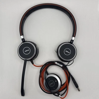 Jabra Evolve 40 Wired On-Ear Headphones Black/Orange - Image 1 of 3