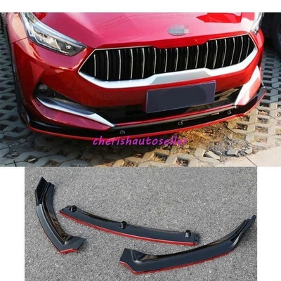 For Kia Forte K3 2019-21 Front Bumper Lip Spoiler Bodykit Refit ABS Black+Red - Image 1 of 4