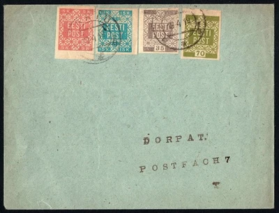 Estonia 1919 Cover, Dorpat, 5x Definitives, EESTI POST, Local Use - Image 1 of 2