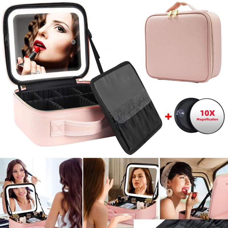 Дорожная косметичка со светодиодной подсветкой зеркало макияж чехол женщин косметический макияж коробка - Изображение 1 из 4
