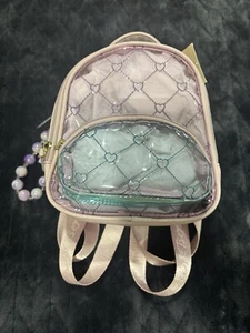 Betsey Johnson Clear Mini Backpack Luv Betsey Purple Blue Hearts Bow - Picture 1 of 9