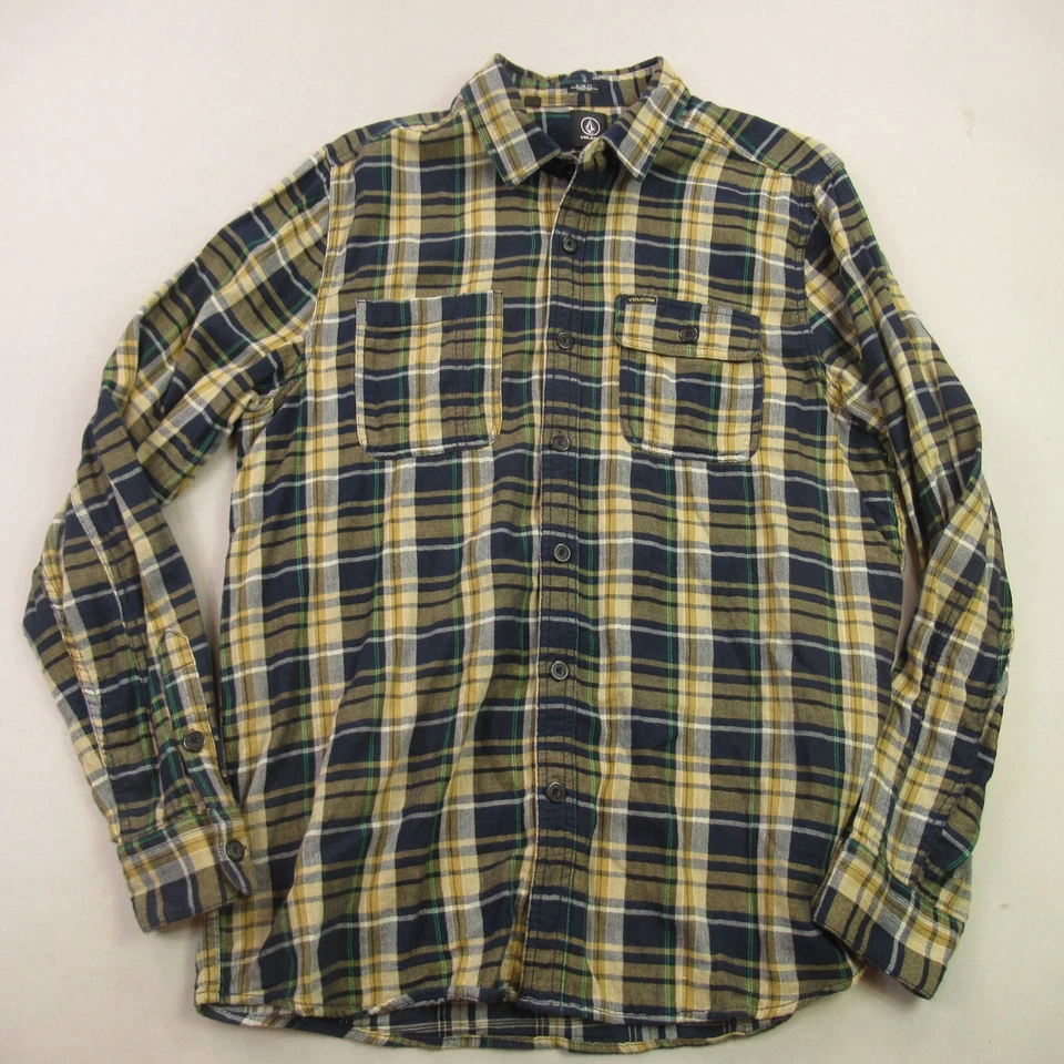 Volcom Shirt Mens XL Slim Fit Long Sleeve Plaid Button Front Pockets 100% Cotton - Image 1 of 4