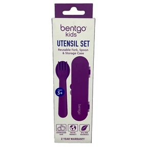 bentgo Set Utensili Bambini Riutilizzabile Plastica Forchetta Cucchiaio e Custodia Senza BPA - Foto 1 di 3