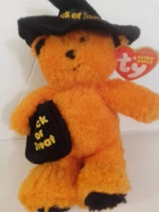 TY Beanie Baby Witchy the Orange Halloween Bear 8" Tall Mint With All Tags - Picture 1 of 4