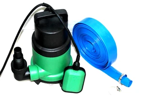 400W Schmutzwasser-Tauchpumpe mit Schwimmerschalter 10M x 25mm SCHLAUCH & 2 CLIPS - Bild 1 von 2