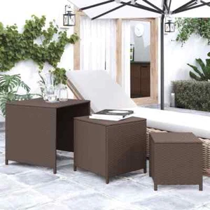 Nesting Tables 3 pcs Brown Poly Rattan vidaXL - Picture 1 of 7