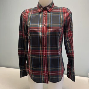 J Crew Women’s Perfect Long Sleeve Button Up Shirt Red Green Navy Blue Plaid 0 - Picture 1 of 13