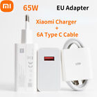 65W Xiaomi EU Fast Charger 6A Type C Cable for Redmi note9 pro mi 9 K30 mi10 pro